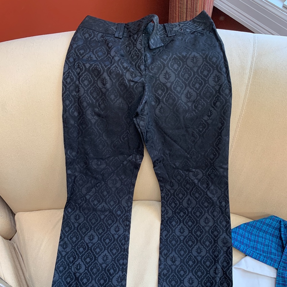 Women's- Straight leg pattern work pants.
